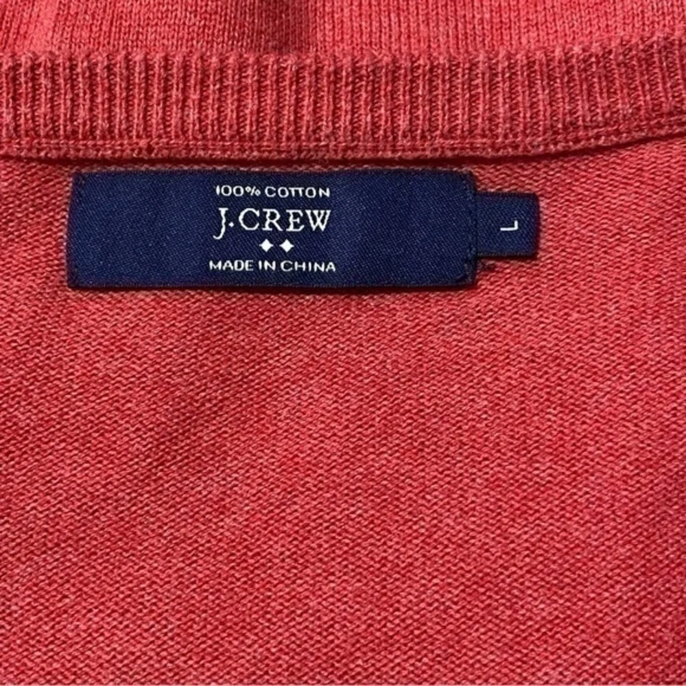 J. Crew Men’s Size L Red Cotton V-Neck Pullover Sweater